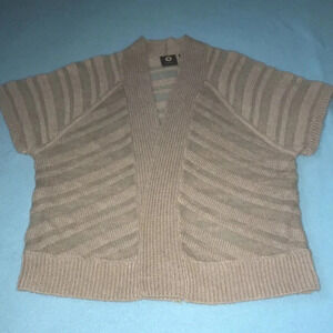 AMBER SUN cashmere mohair open front cardigan semi sheer short sleeve size S